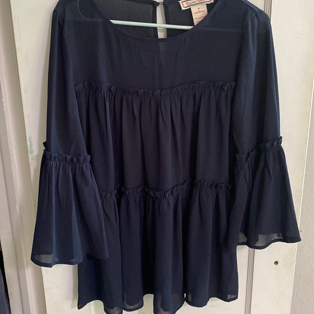 Blue Ruffled Blouse